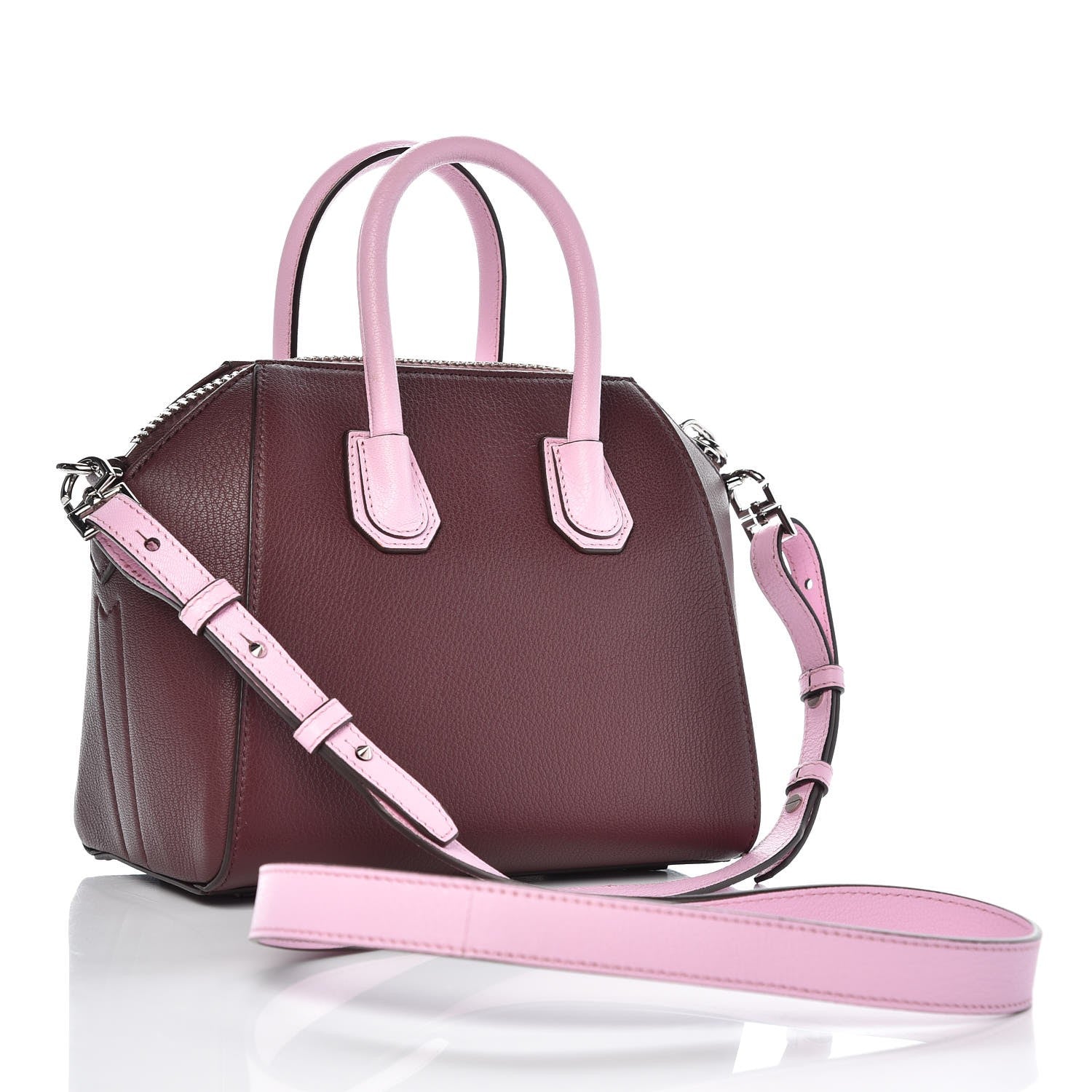 Givenchy Sugar Goatskin Mini Tri-Color Antigona Burgundy Pink White 3 of 7