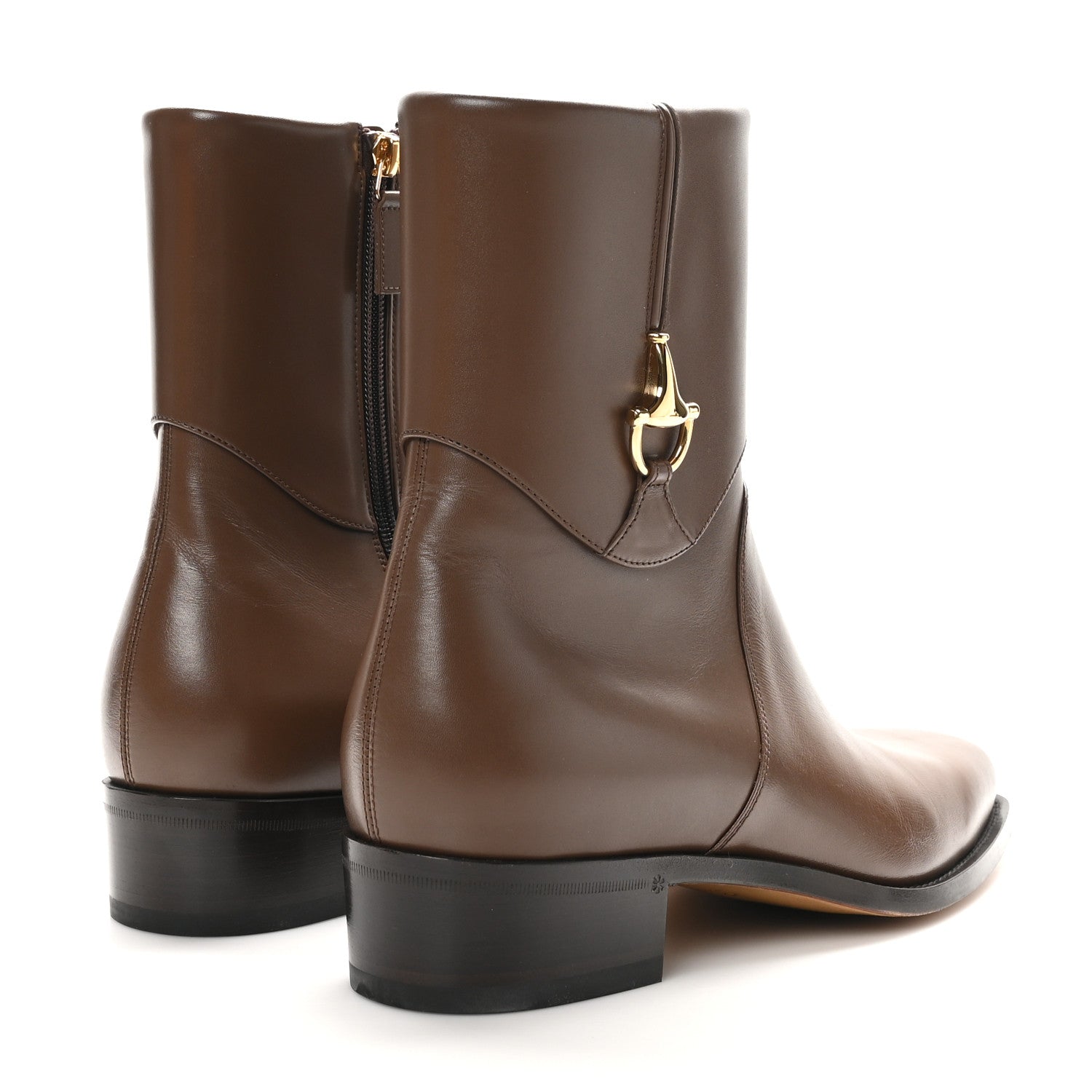 Gucci Calfskin Horsebit Mens Elizabeth Ankle Boots  9 Brown Sugar 5 of 10