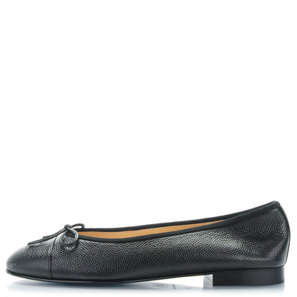 Chanel Caviar CC Cap Toe Ballerina Flats 39 Black 1 of 7