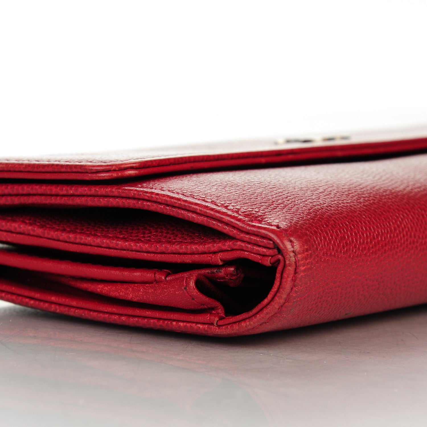 Chanel Caviar Brilliant Sevruga Long Flap Wallet Red 10 of 13