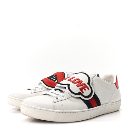 Gucci Calfskin Ayers Blind For Love Embroidered Womens Ace Sneakers 39 White 4 of 10