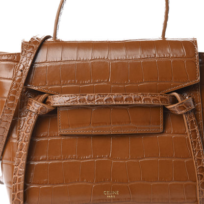 Celine Calfskin Crocodile Embossed Nano Belt Bag Camel 9 of 9