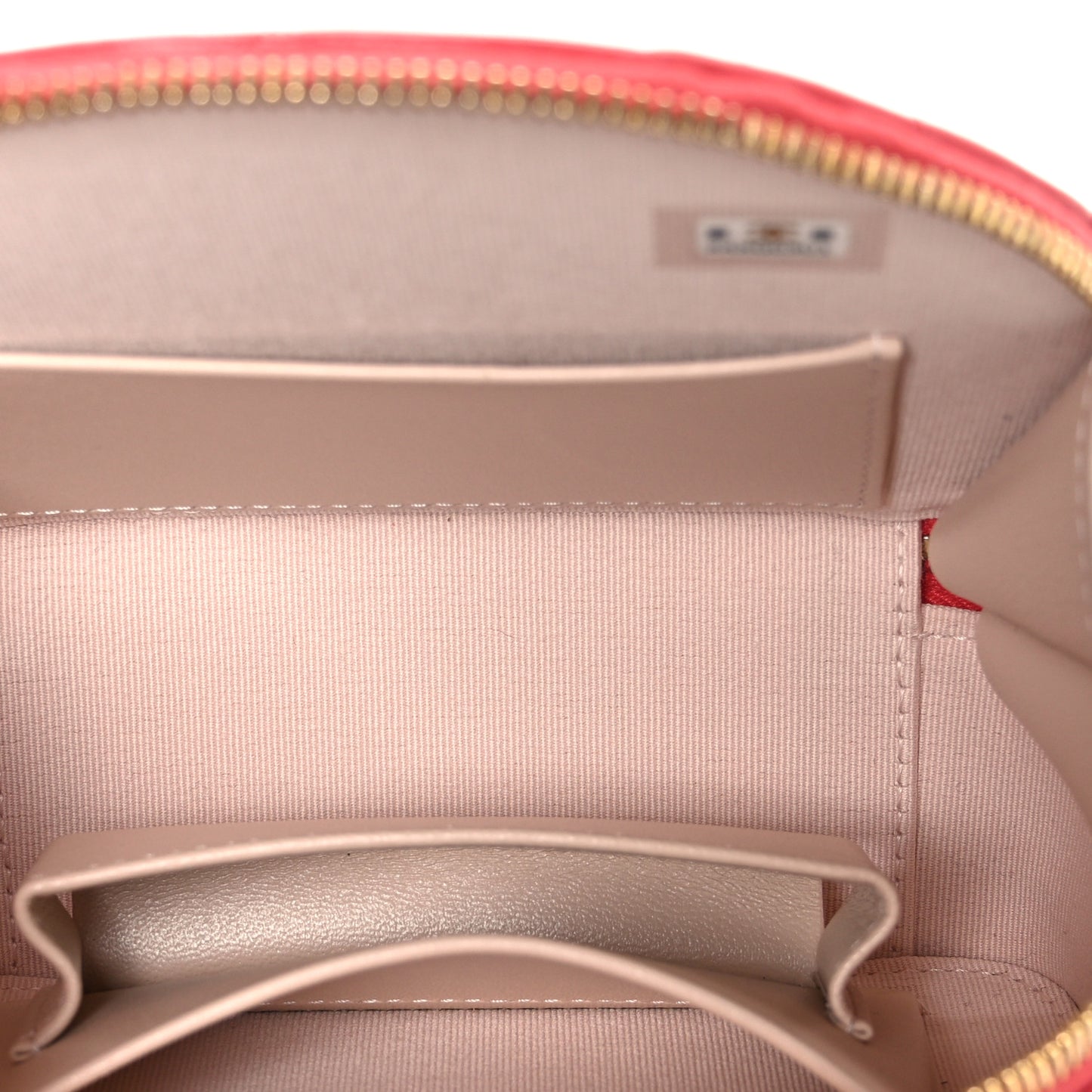 Lambskin Quilted Small Chic Riviera Top Handle Vanity Case Red