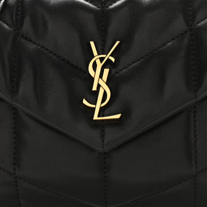 Saint Laurent Lambskin Quilted Toy Loulou Puffer Monogram Chain Satchel Black 9 of 11