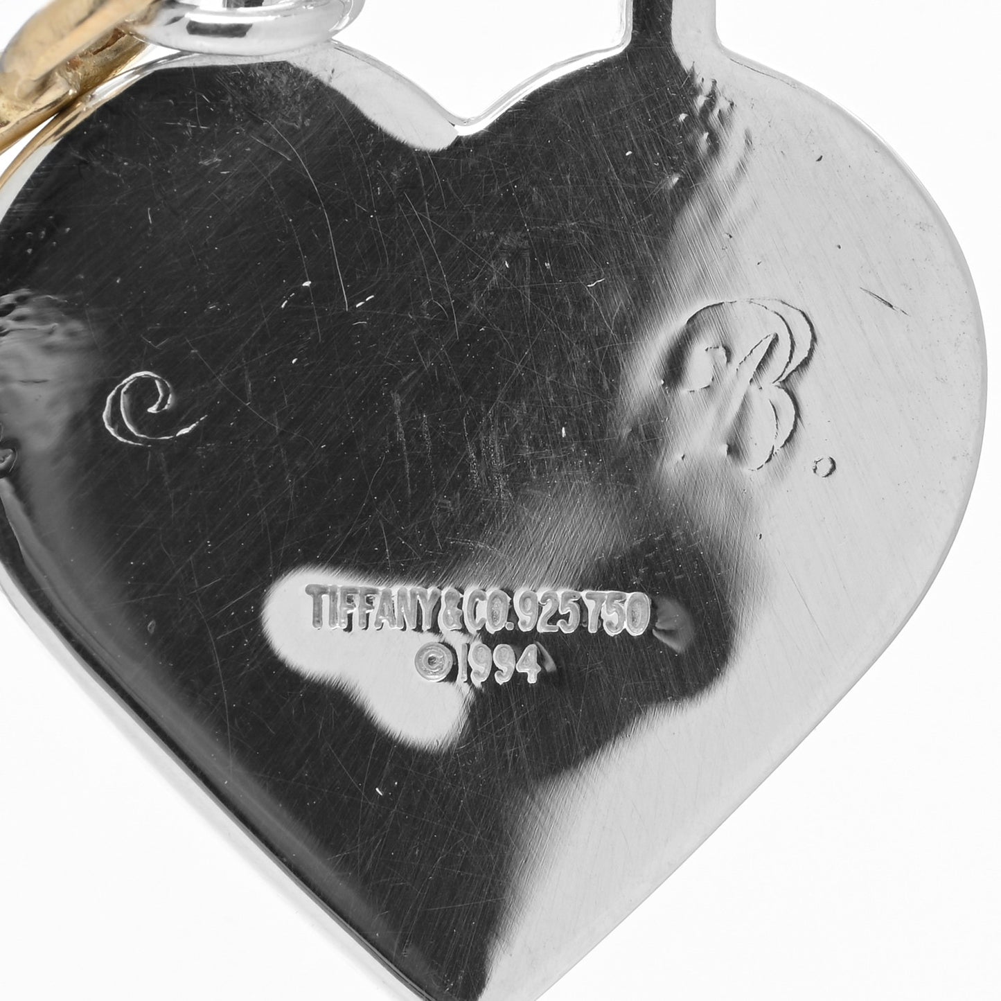 Sterling Silver 18K Yellow Gold Heart Lock Key Pendant Necklace