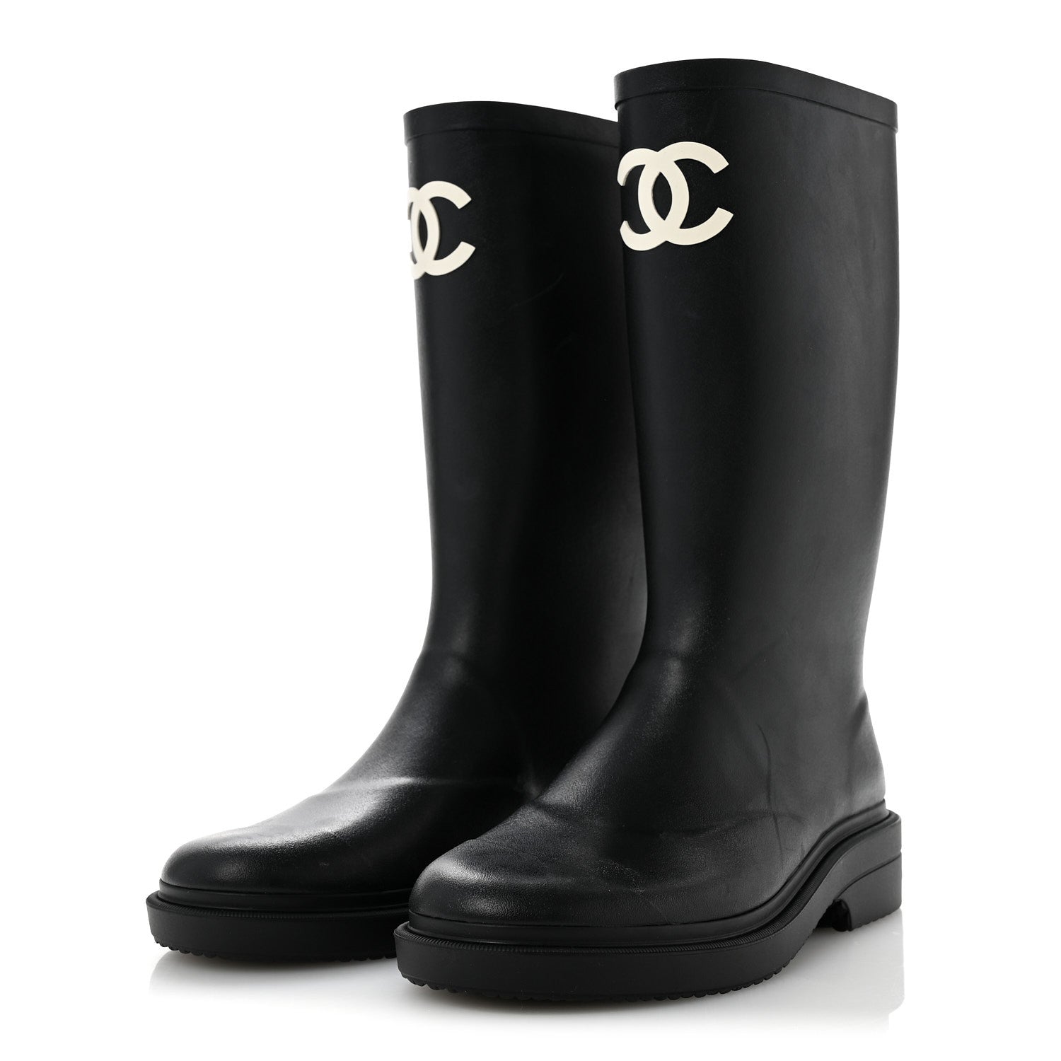 Chanel Caoutchouk CC High Boots 37 Black 4 of 10