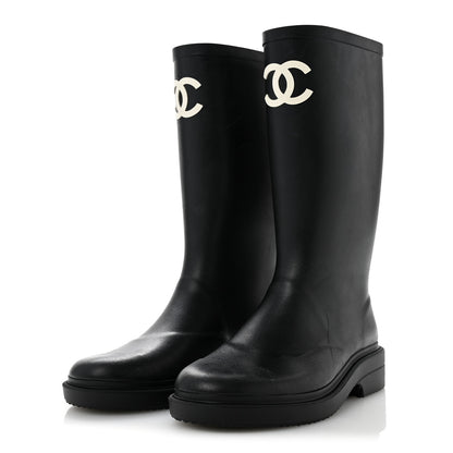 Chanel Caoutchouk CC High Boots 37 Black 4 of 10