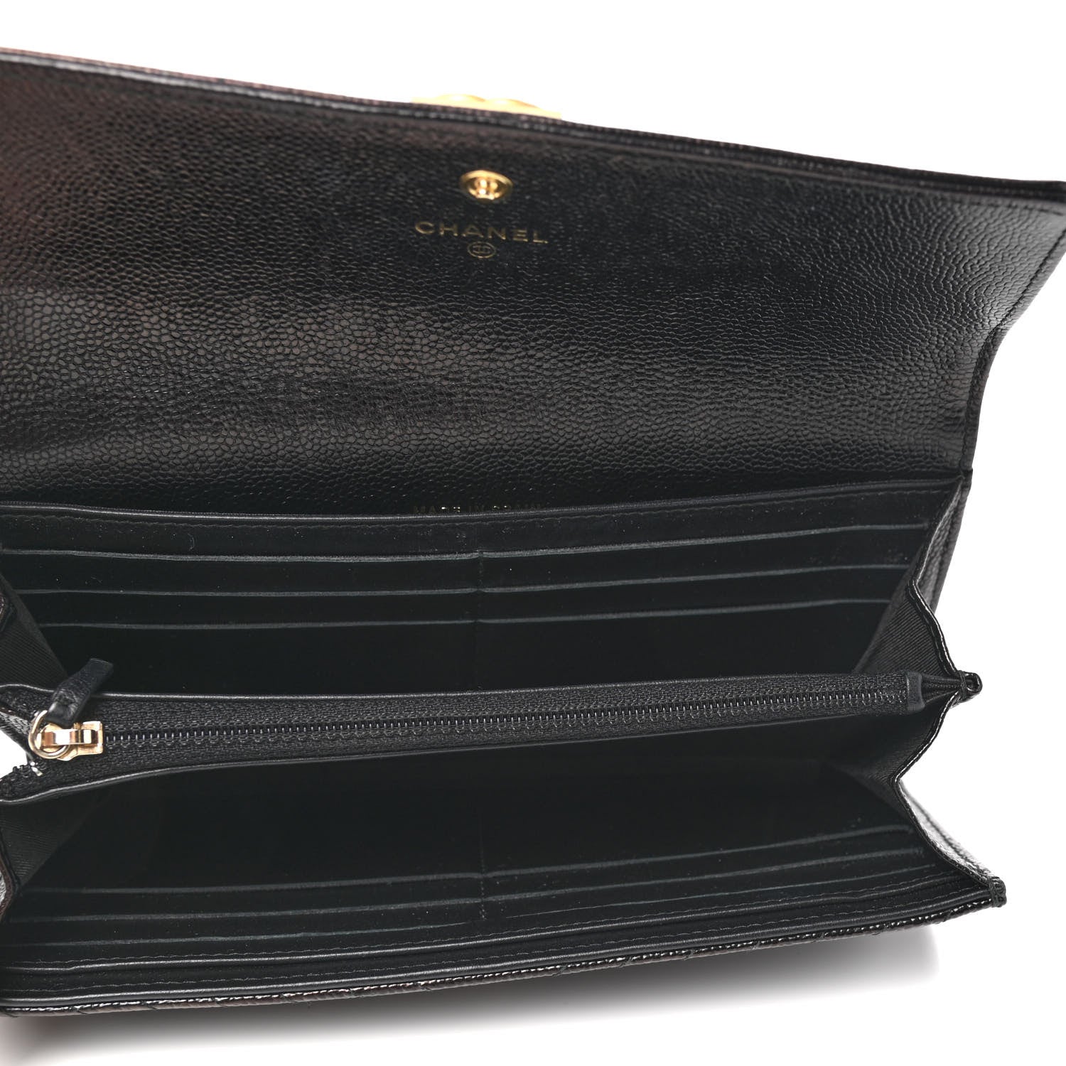 Chanel Caviar Chevron Quilted Large Boy Gusset Flap Wallet Black 5 of 11