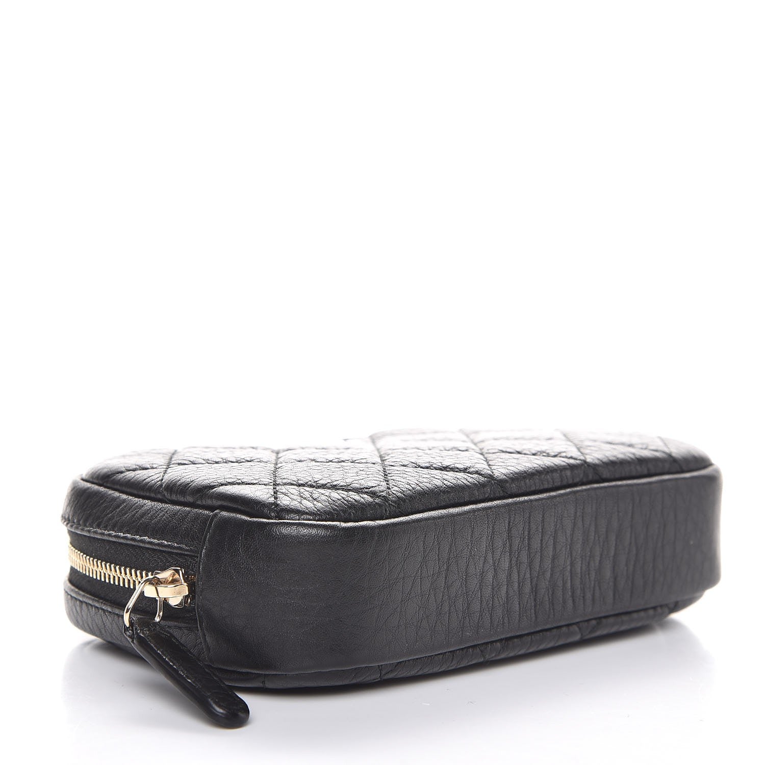 Chanel Grained Calfskin Quilted Small Curvy Pouch Cosmetic Case Black 4 of 8