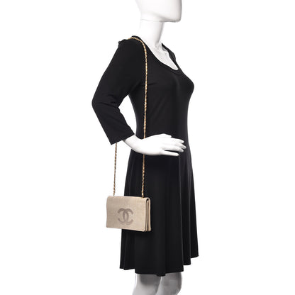 Chanel Linen Timeless CC Wallet on Chain WOC Beige 2 of 10