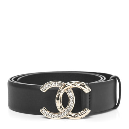 Chanel Calfskin Crystal Metal Quilted Quilted CC Belt 80 32 Black 1 of 6