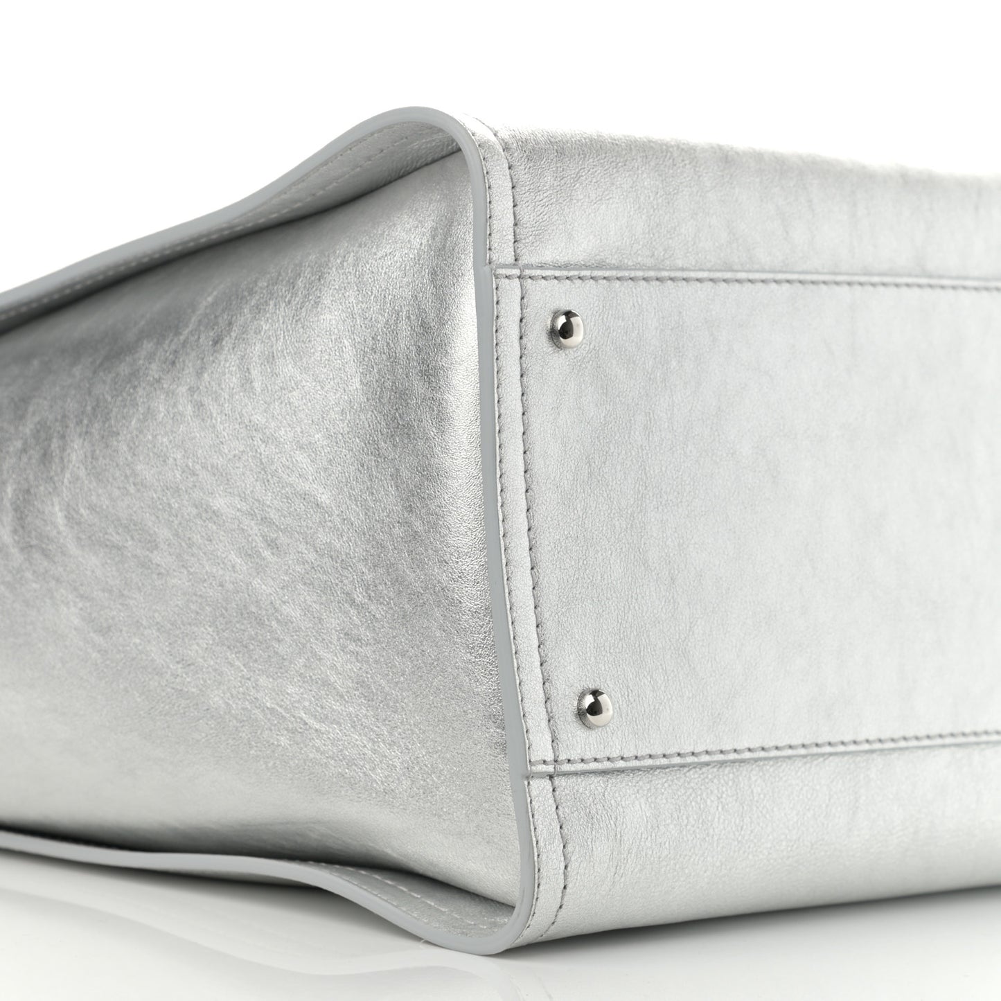 Metallic Calfskin Medium Deauville Tote Silver