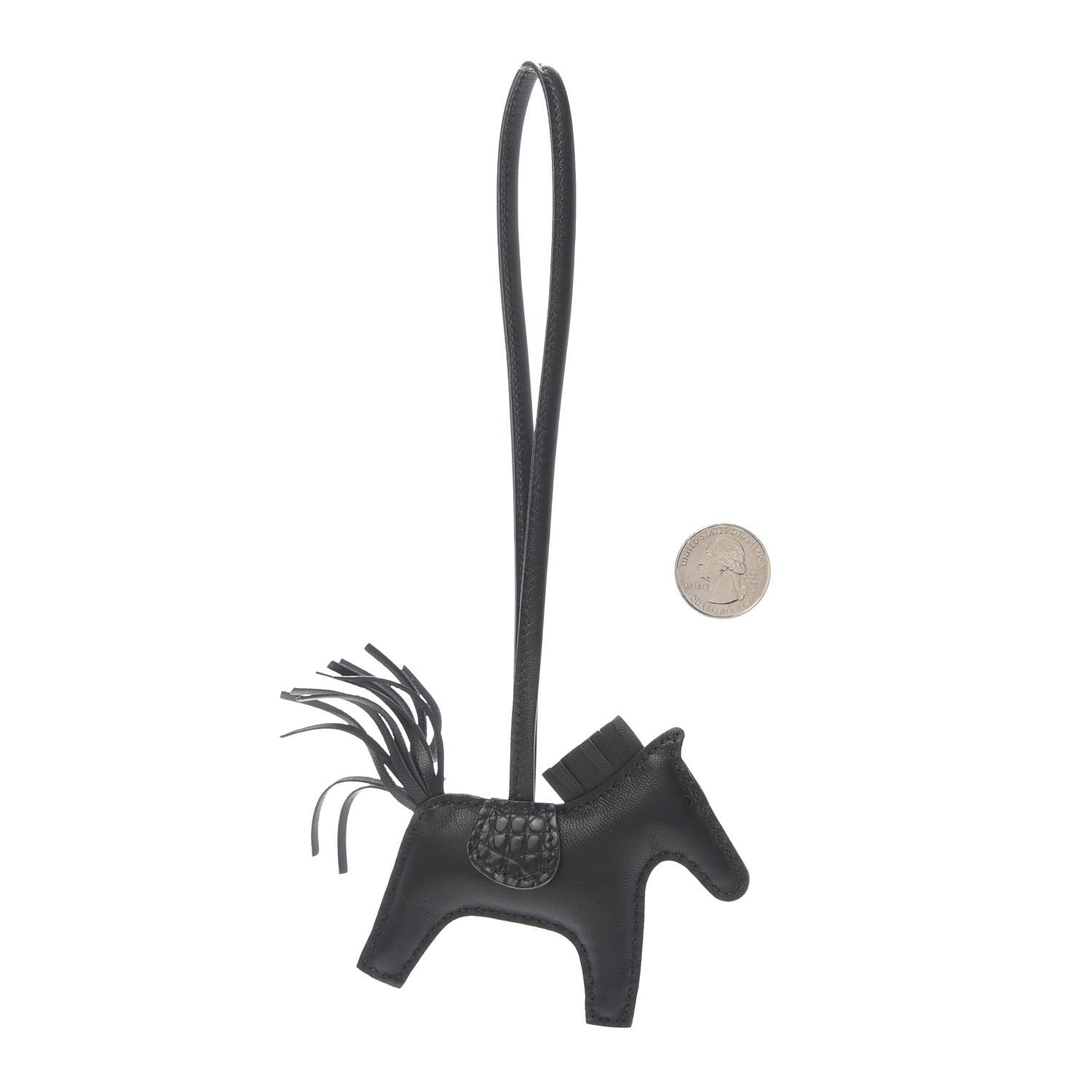 Hermes Milo Lambskin Matte Alligator Touch Grigri Rodeo Horse Bag Charm PM So Black 2 of 5