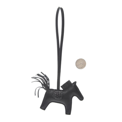 Hermes Milo Lambskin Matte Alligator Touch Grigri Rodeo Horse Bag Charm PM So Black 2 of 5