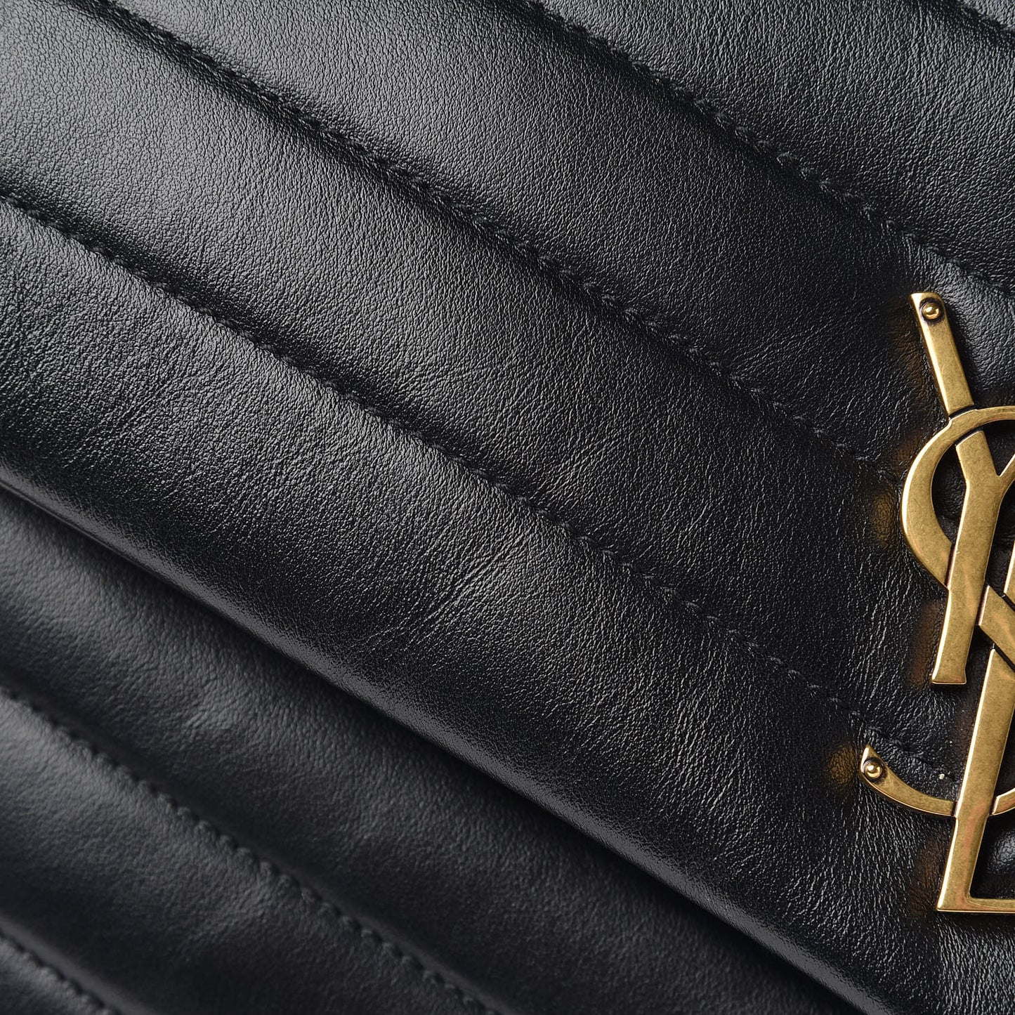 Calfskin Y Quilted Monogram Medium Loulou Chain Satchel Black
