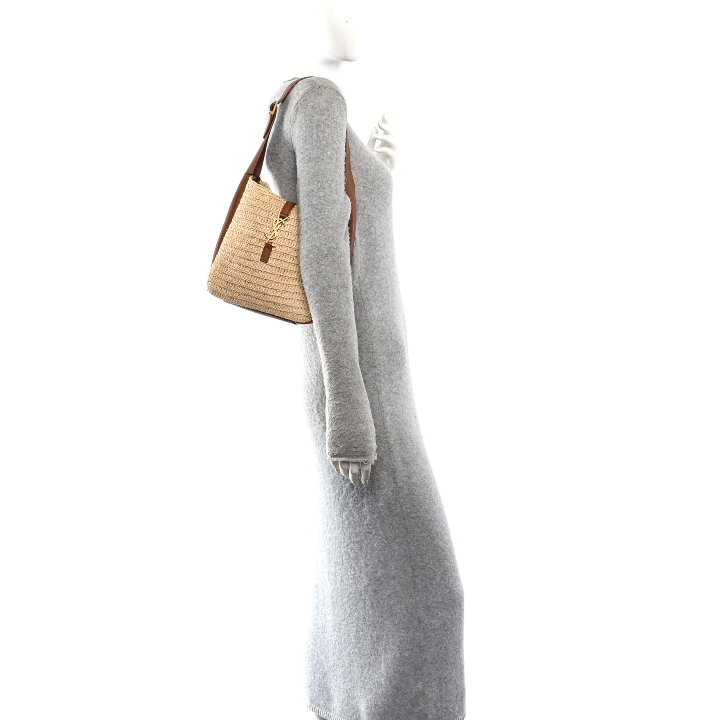 Raffia Calfskin Le 5 A 7 Small Hobo Natural Brick