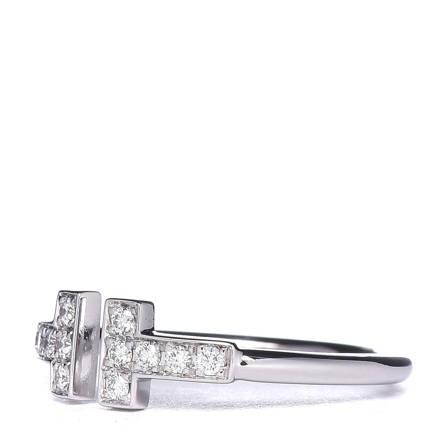 Tiffany 18K White Gold Diamond T Wire Ring 53 6.25 4 of 5