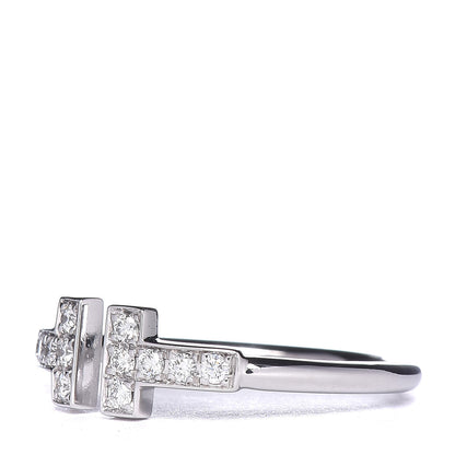 Tiffany 18K White Gold Diamond T Wire Ring 53 6.25 4 of 5