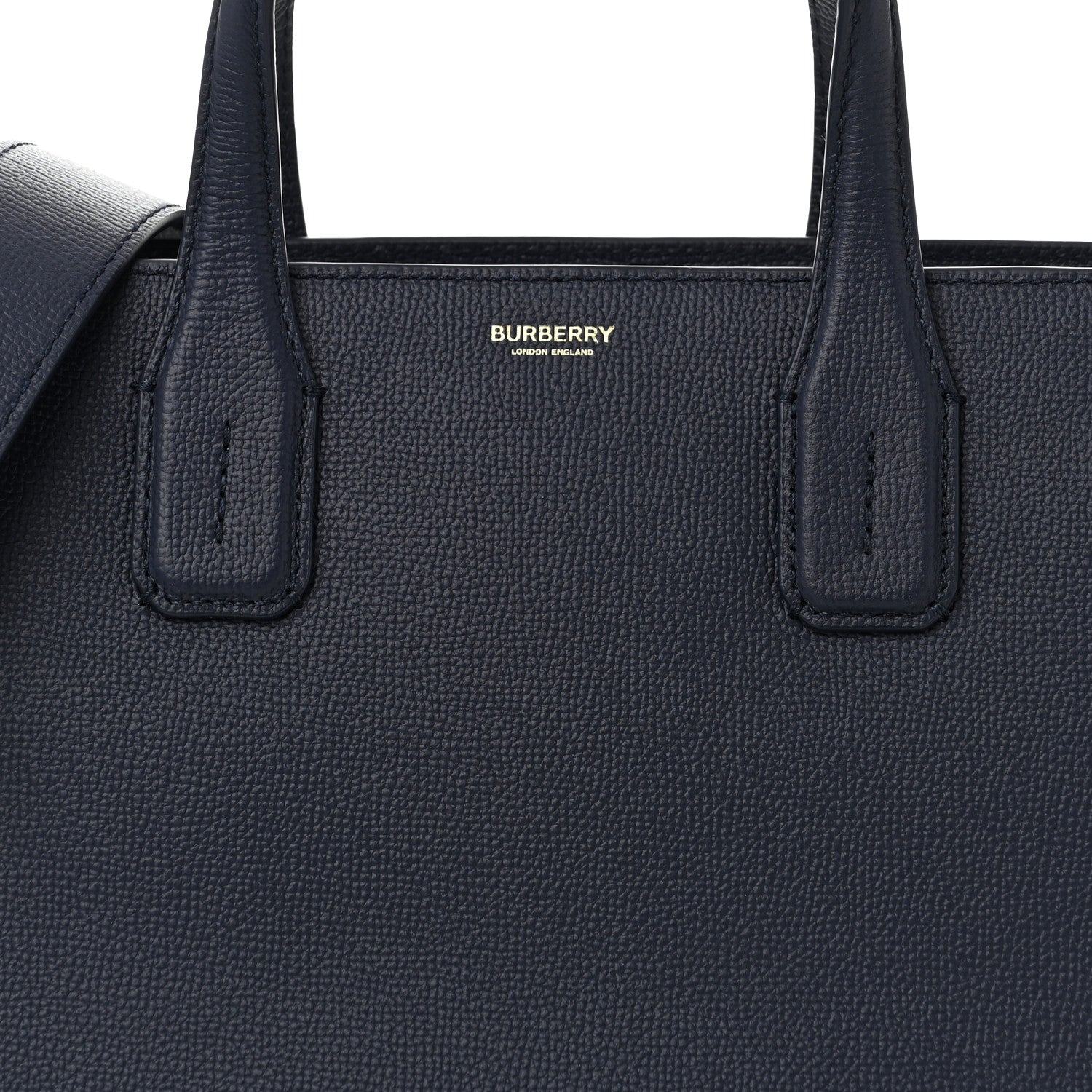 Burberry Derby Calfskin Vintage Check Medium Banner Tote Regency Blue 10 of 12