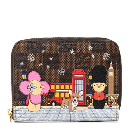 Louis Vuitton Damier Ebene 2021 Christmas Animation London Zippy Coin Purse Red 1 of 6