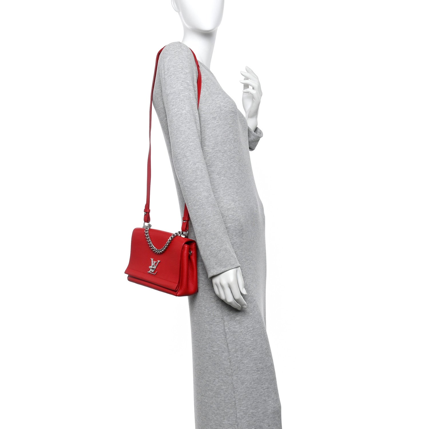 Louis Vuitton Calfskin Lockme II Chain Bag BB Rubis 2 of 17