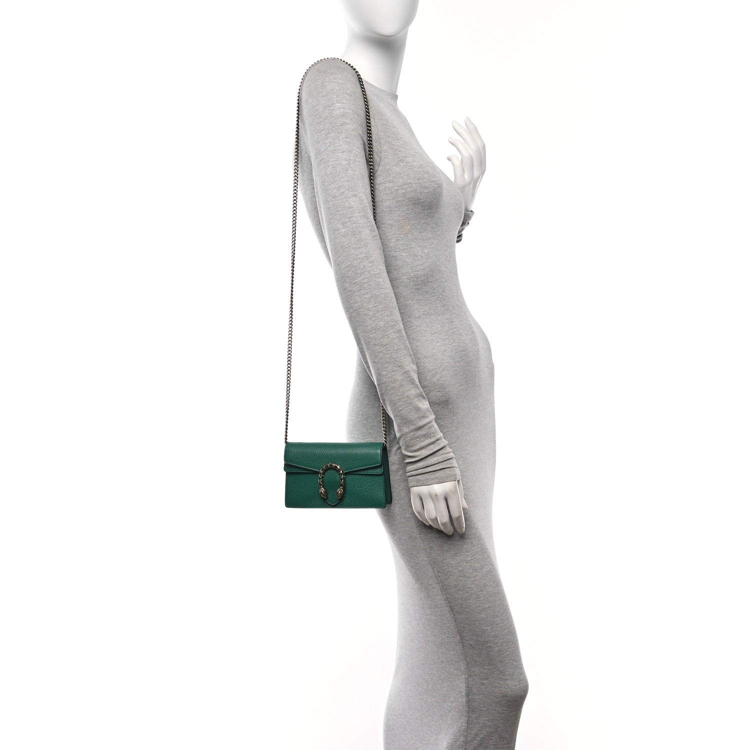 Gucci Dollar Calfskin Crystal Super Mini Dionysus Shoulder Bag Emerald 2 of 9