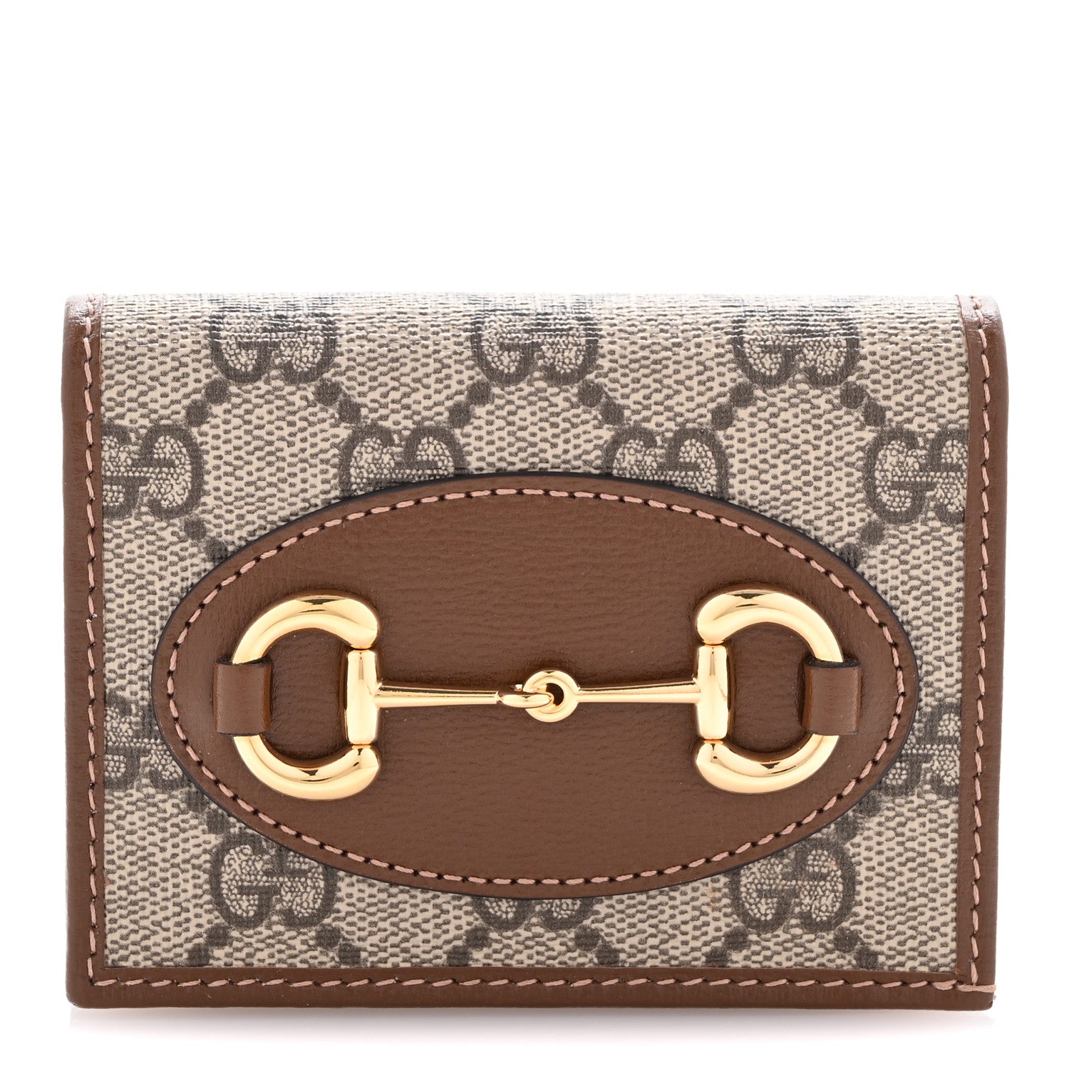 Gucci GG Supreme Monogram Horsebit 1955 Card Case Wallet Beige Ebony Brown Sugar 1 of 9