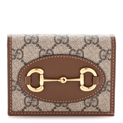 Gucci GG Supreme Monogram Horsebit 1955 Card Case Wallet Beige Ebony Brown Sugar 1 of 9