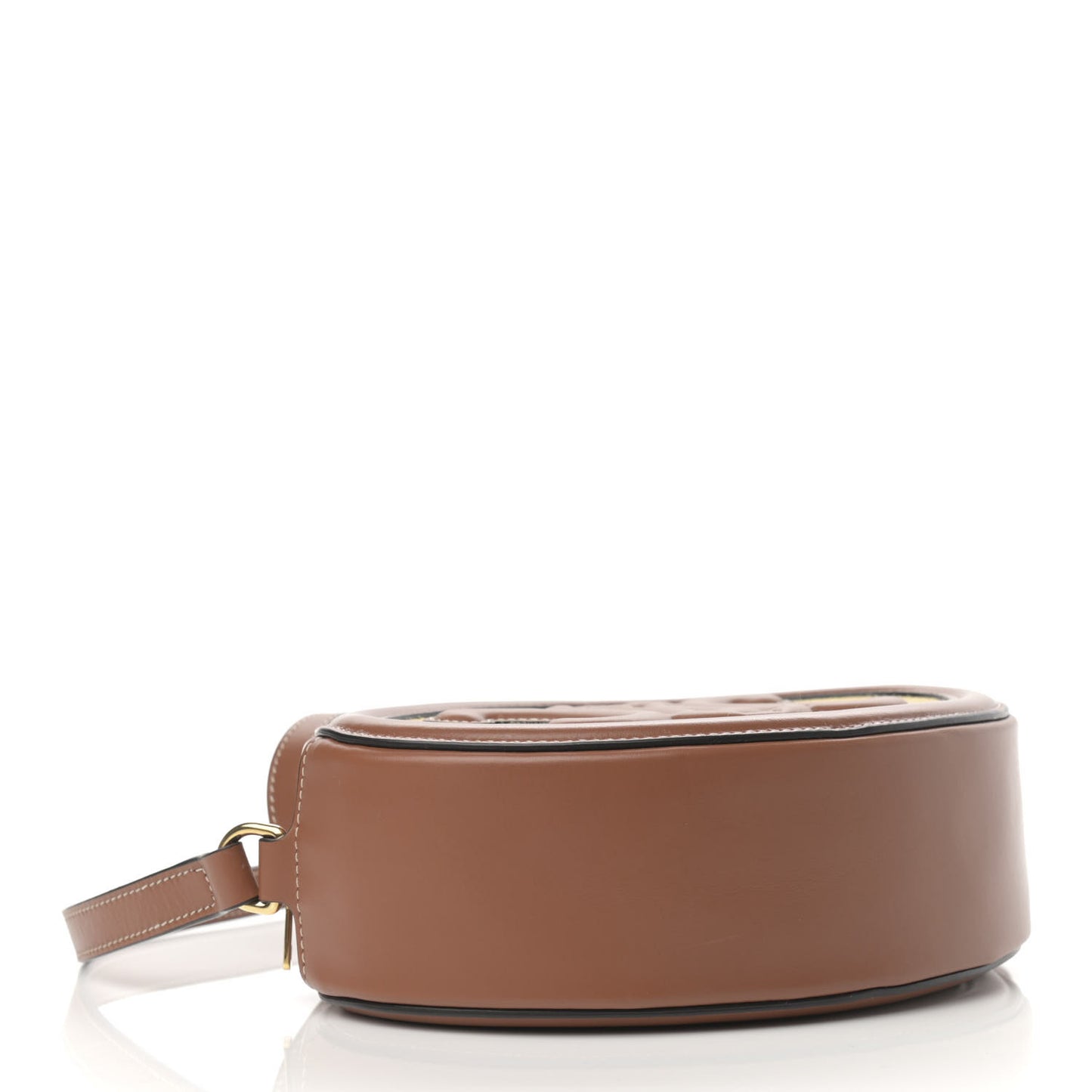Calfskin Straw Triomphe Oval Purse Crossbody Natural Tan
