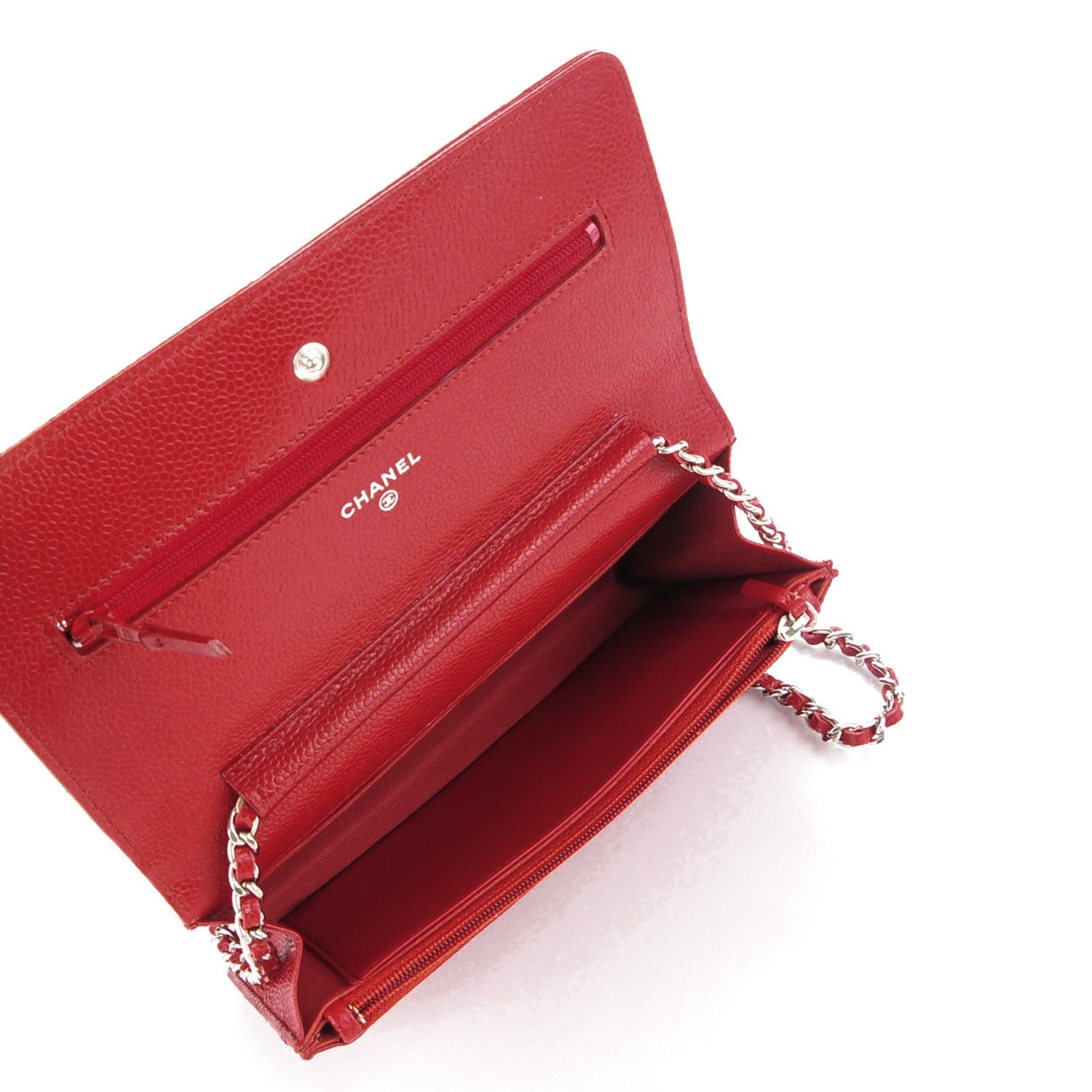 Chanel Caviar Quilted Wallet On Chain WOC Dark Red 5 of 8