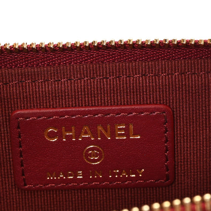 Chanel Caviar Quilted Crystal CC Zip Around Card Holder Red 6 of 7