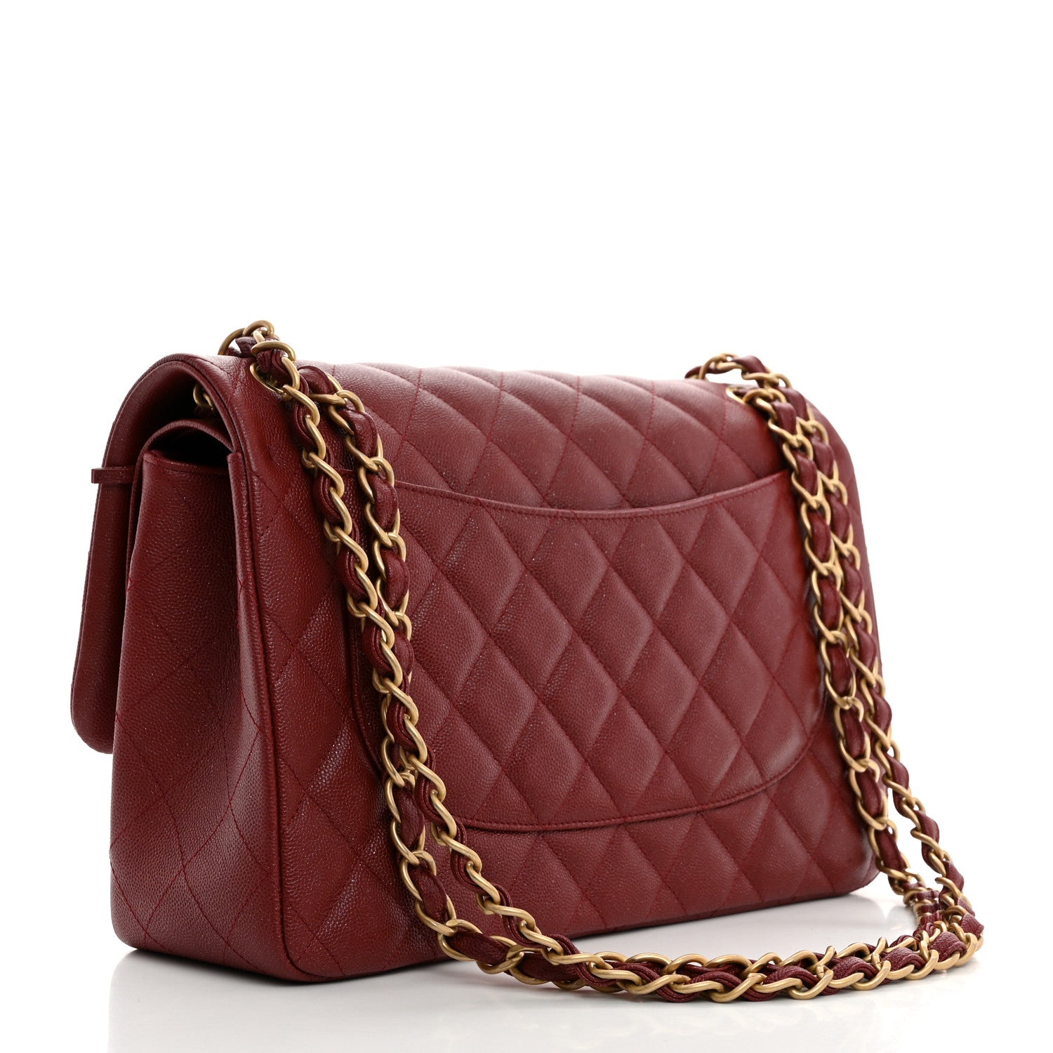 Chanel Iridescent Caviar Quilted Jumbo Double Flap Burgundy 3 of 10