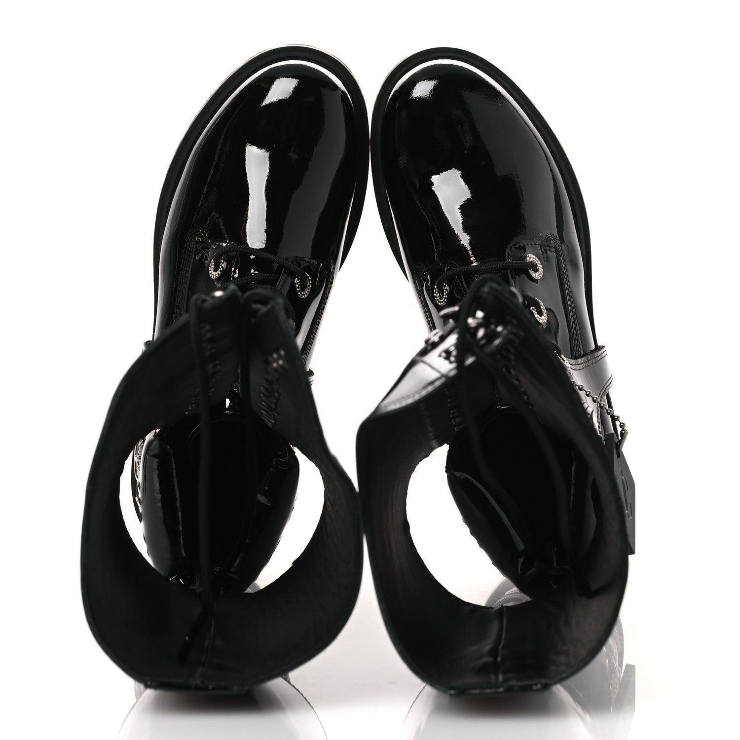 Jimmy Choo X TIMBERLAND Patent Crystal Womens Vibram Knee High Boots 8.5 Black 2 of 12