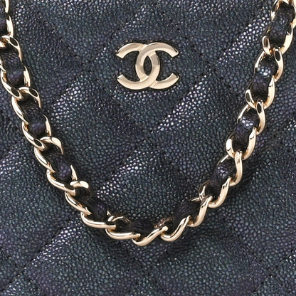 Chanel Iridescent Caviar Quilted Small Clutch With Chain Black 11 of 14