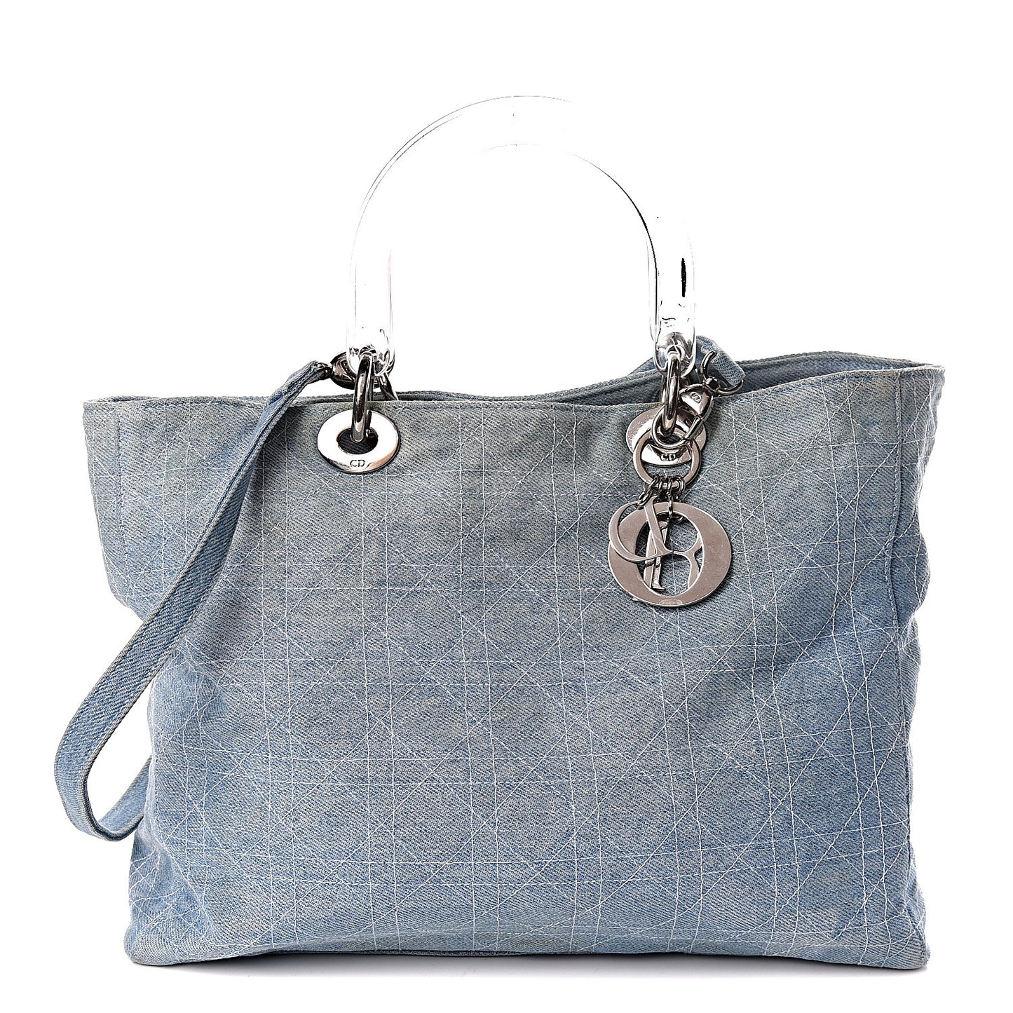 Denim Cannage Large Lady Dior Tote Blue