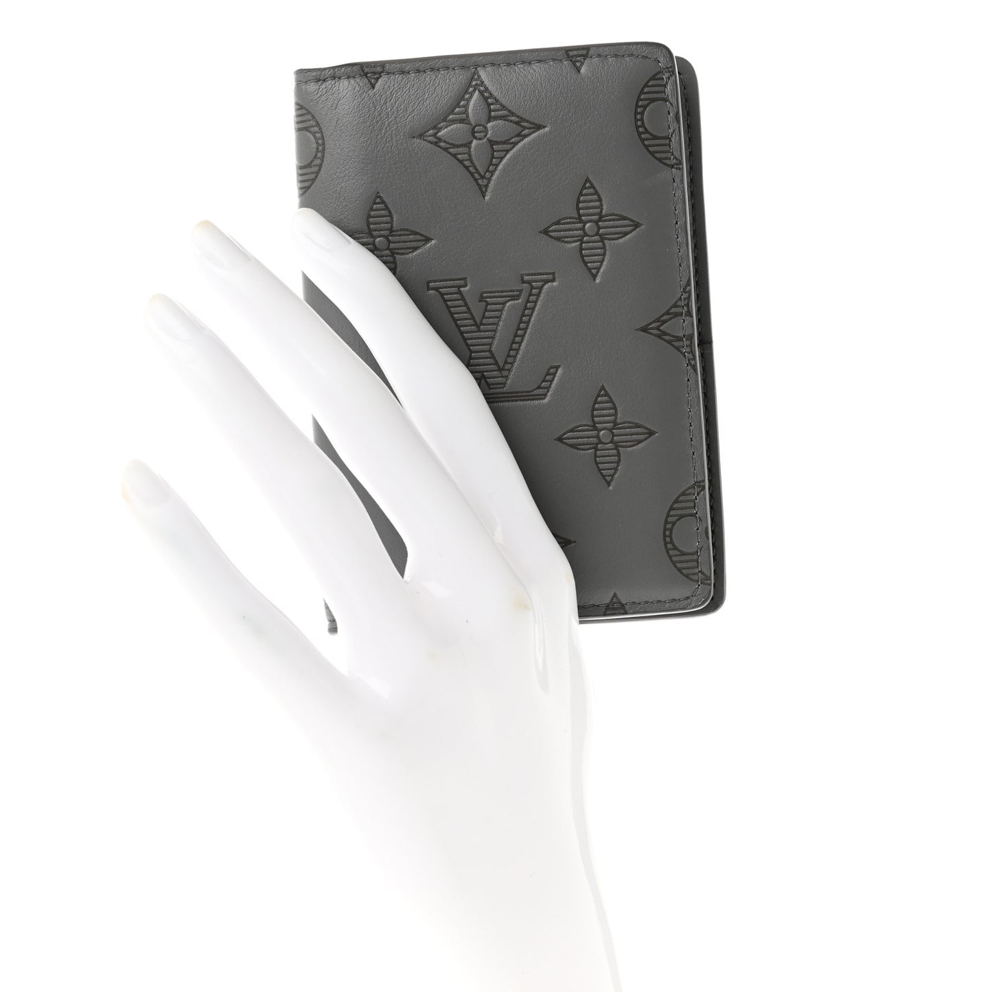Calfskin Monogram Shadow Pocket Organizer Antarctic Grey