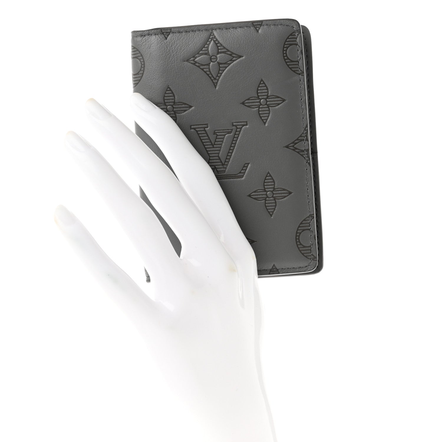 Louis Vuitton Calfskin Monogram Shadow Pocket Organizer Antarctic Grey 2 of 7