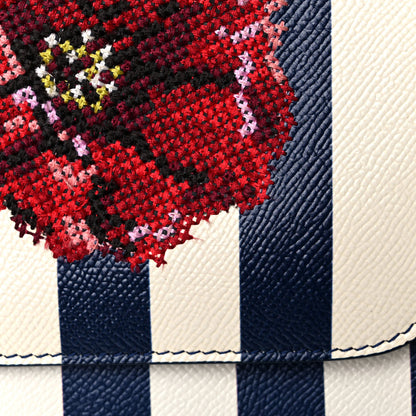 Dolce & Gabbana Dauphine Embroidered Striped Print Medium Miss Sicily Satchel White 13 of 13