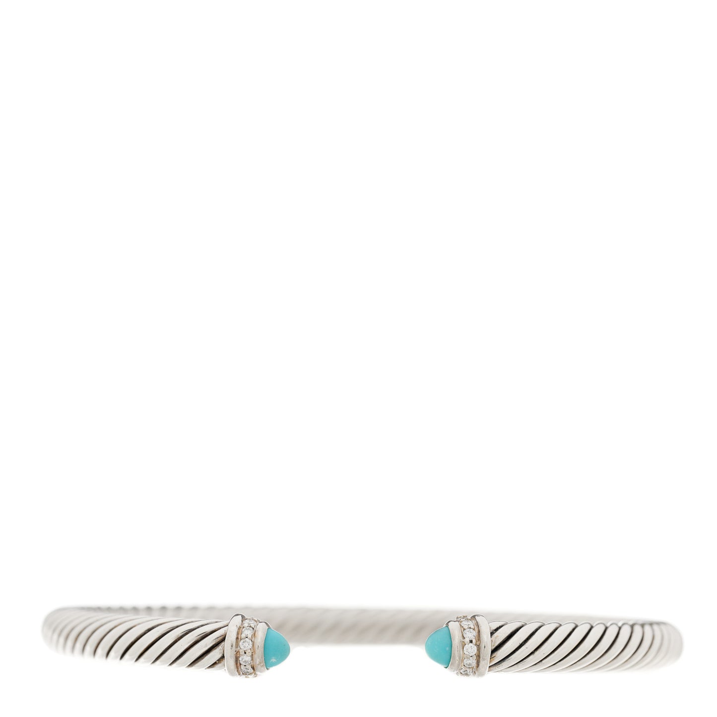 Sterling Silver Diamond Turquoise 5mm Cable Classics Bracelet