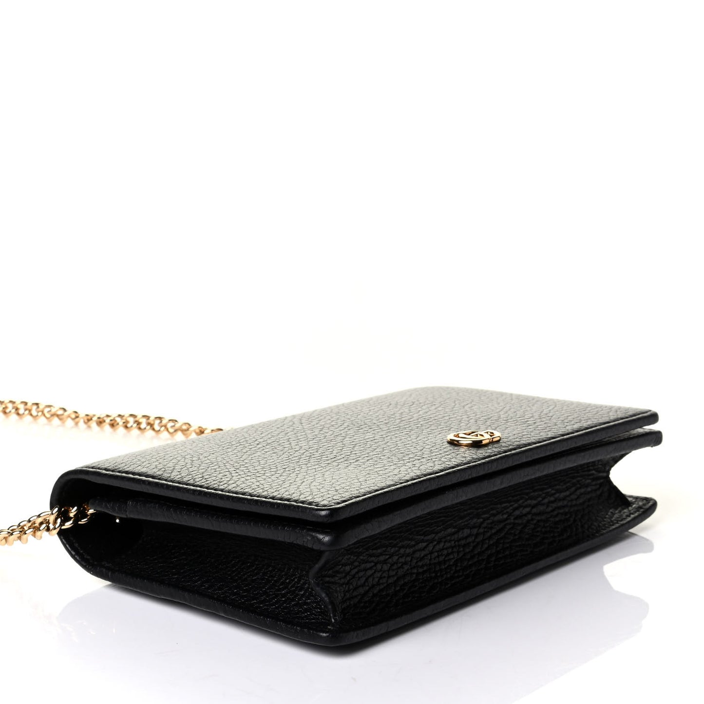 Calfskin Mini GG Marmont Chain Wallet Black