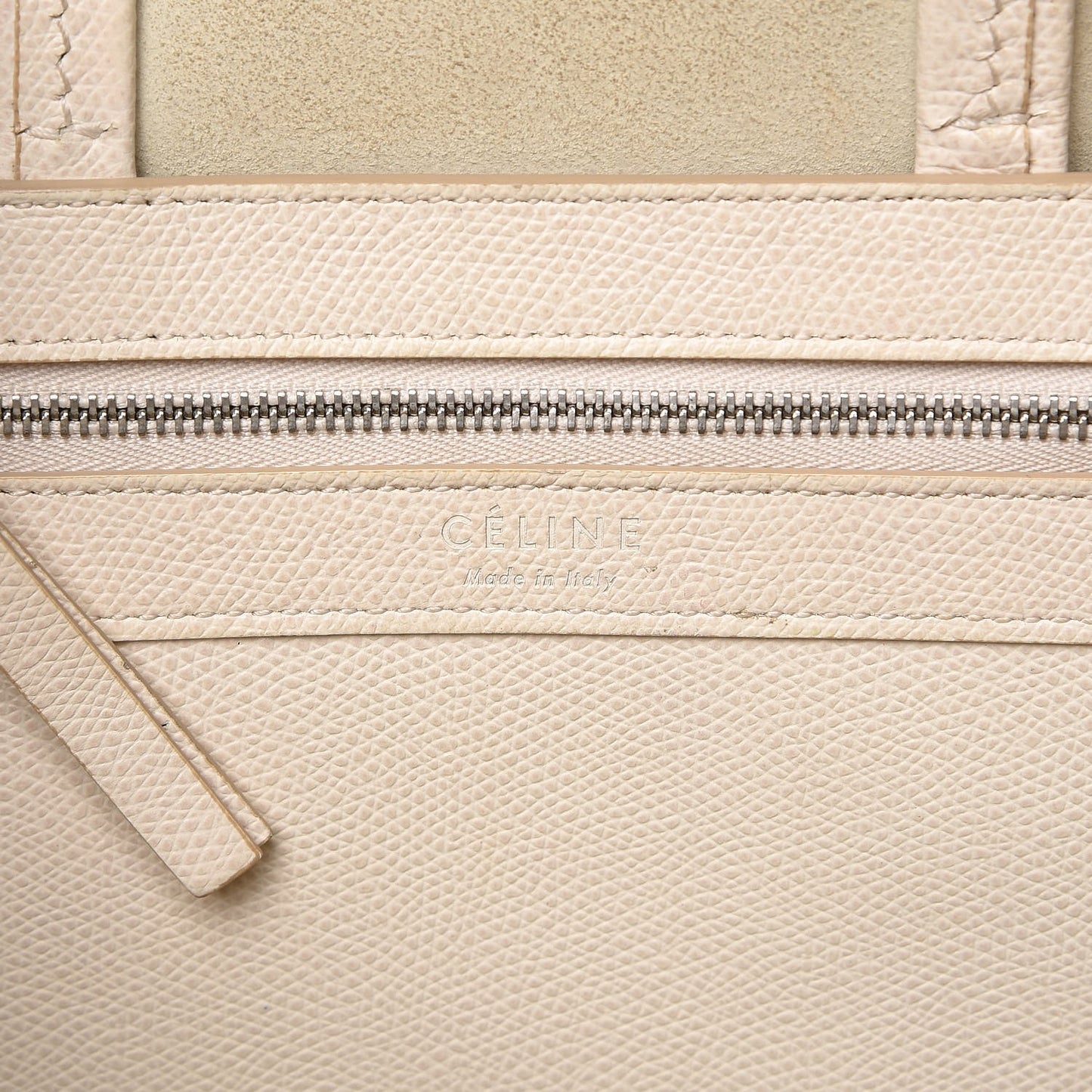 Grained Calfskin Small Vertical Bi-Cabas Cream Black