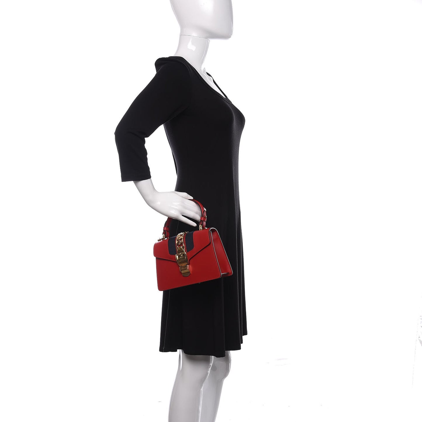 Calfskin Mini Sylvie Top Handle Bag Hibiscus Red
