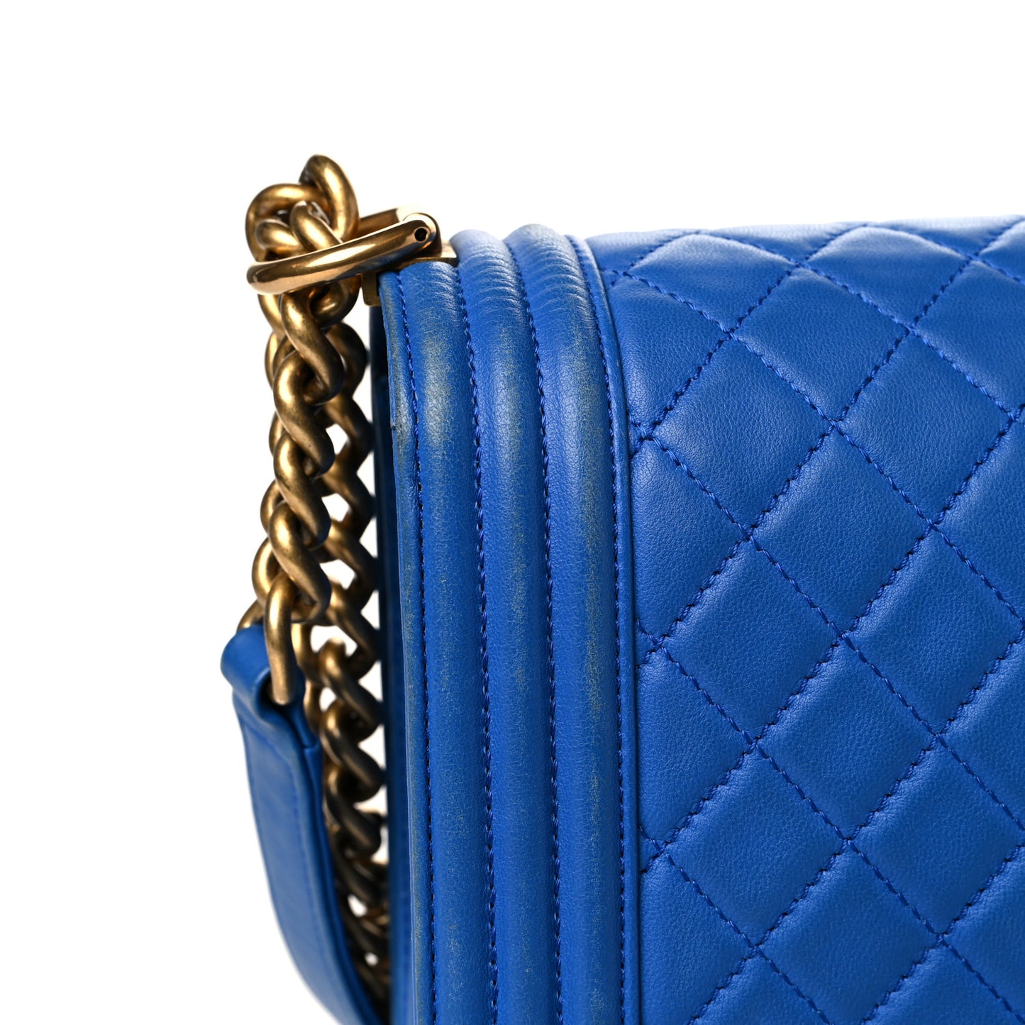 Lambskin Quilted New Medium Boy Flap Blue