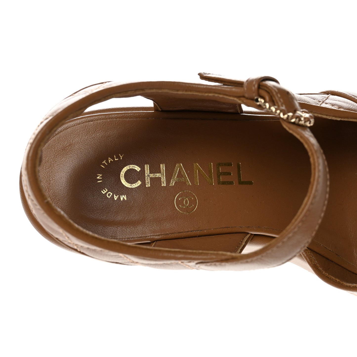 Lambskin Quilted CC Platform Sandals 36.5 Beige