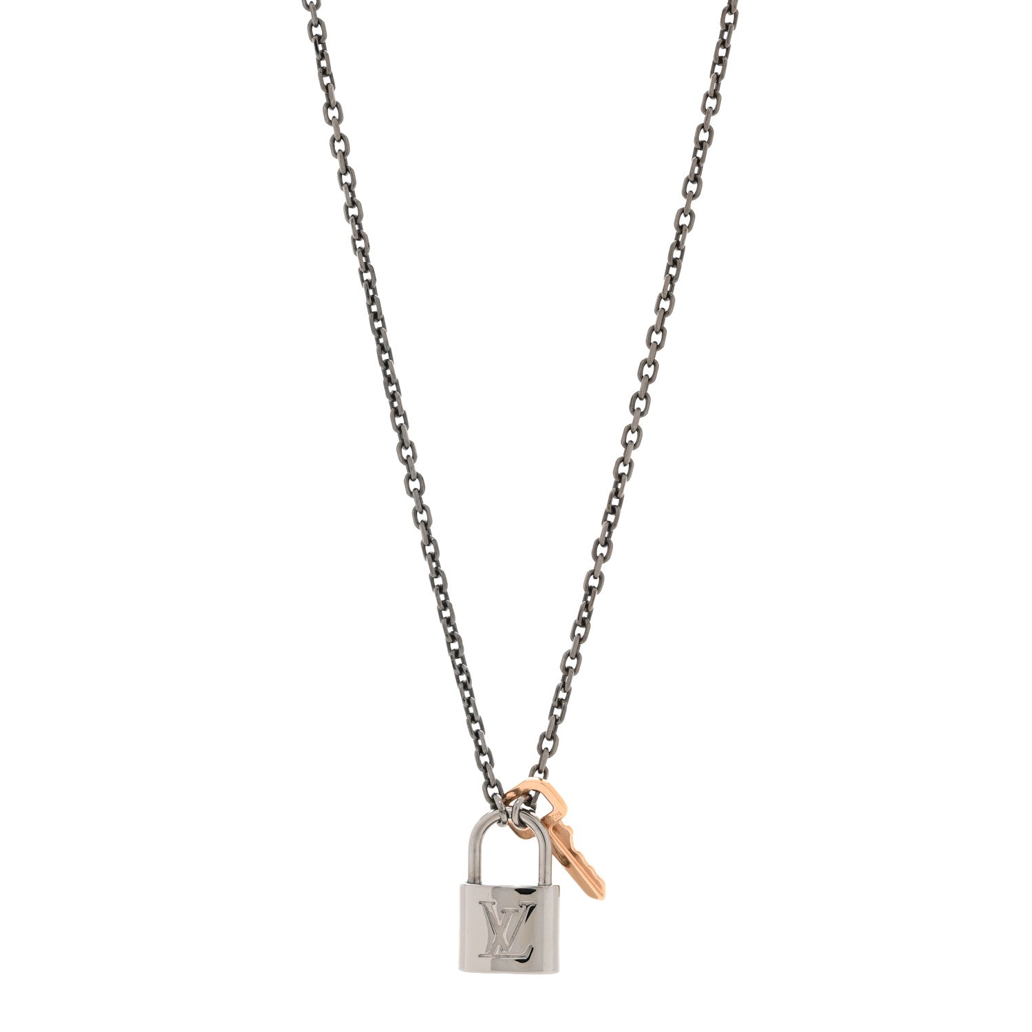 Louis Vuitton Valentine Lock Pendant Necklace Silver 1 of 8