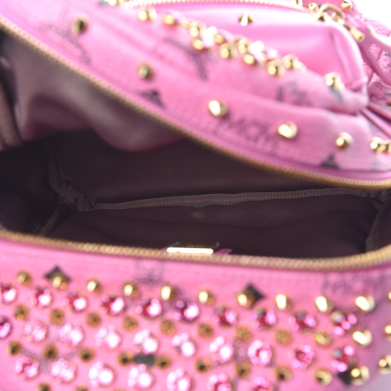 MCM Visetos Swarovski Mini Stark Diamond Backpack Pink 5 of 9