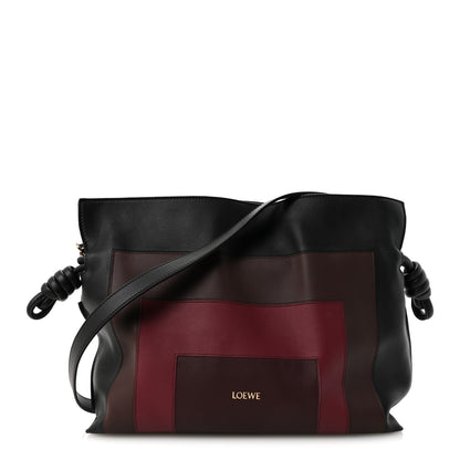 Loewe X ALBERS Nappa Calfskin Medium Flamenco Knot Clutch Black Burgundy 1 of 10