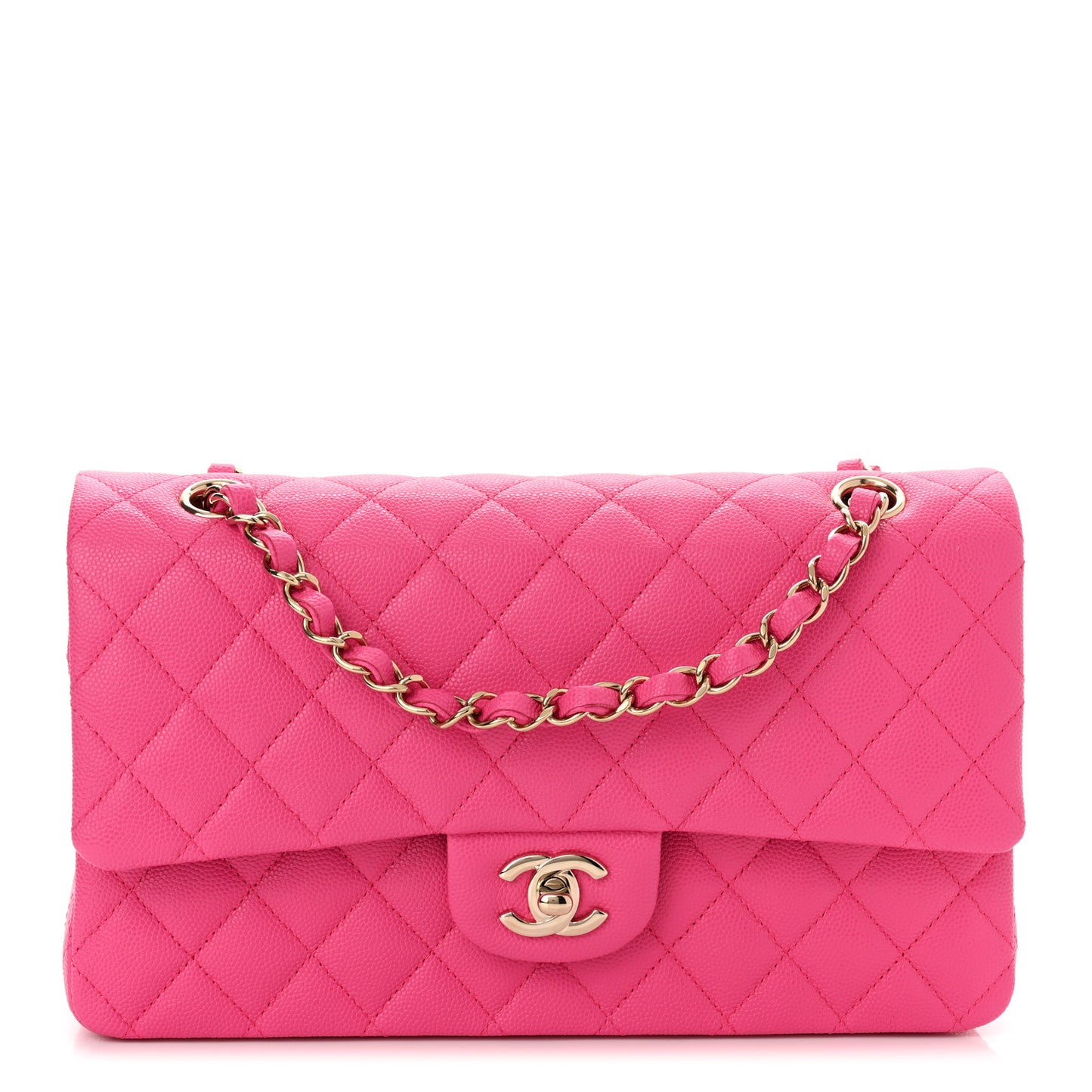 Caviar Quilted Medium Double Flap Rose