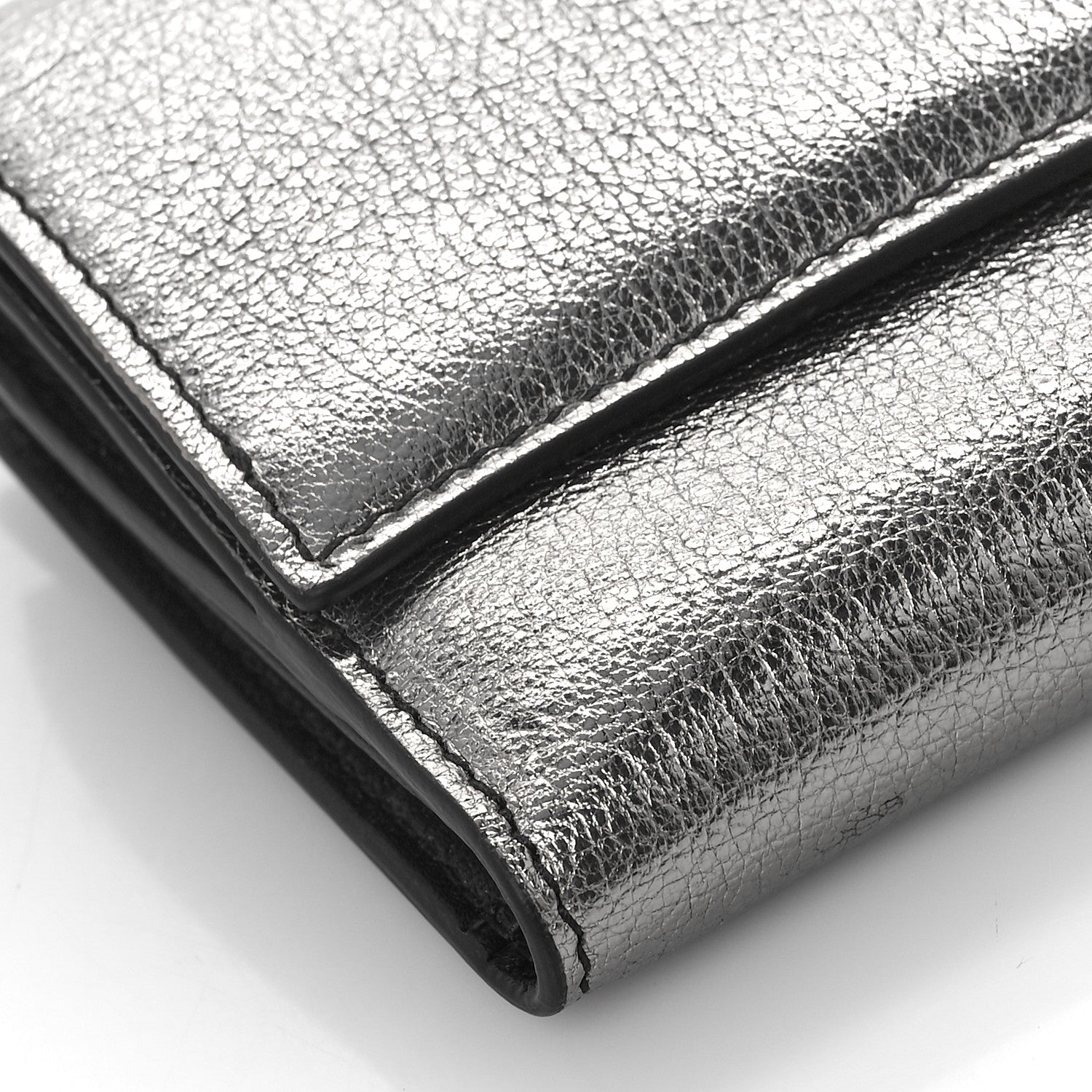 Alexander McQueen Metallic Calfskin Skull Continental Wallet Gunmetal 8 of 10