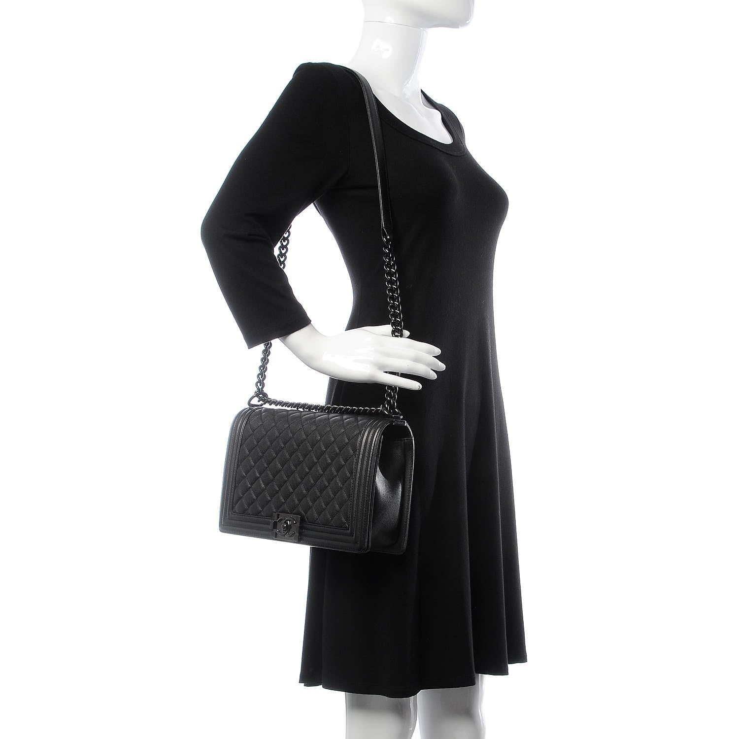 Chanel Caviar Quilted New Medium Boy Flap So Black 2 of 9